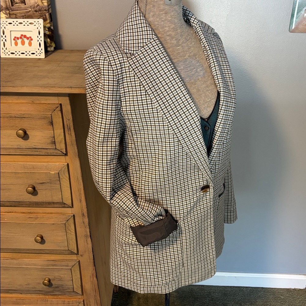 A New Day Blue & Charcoal Plaid Single Breast Blazer - Picture 2 of 13